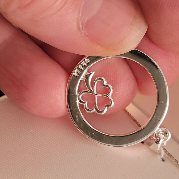 Sterling Openwork Four Leaf Clover God Inspiration Pendant Necklace - New in Box - Picture 5 of 5